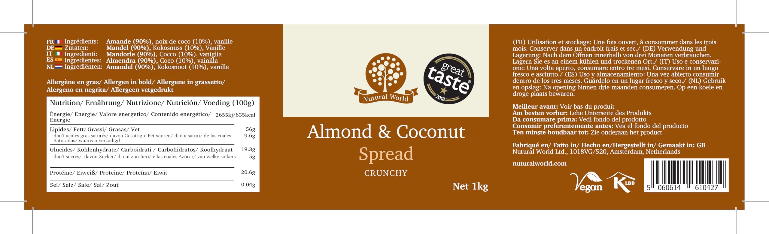 Nutural World - Pâte croustillante à l'Amande et Noix de coco (1kg)