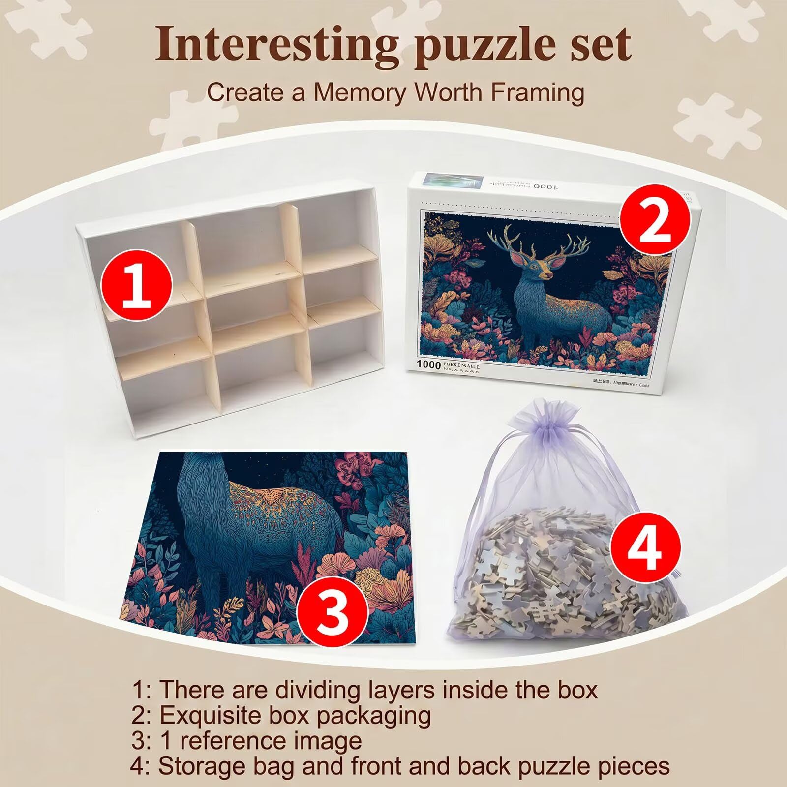 cervo fumetti Puzzle 5000 Pezzi per Adulti, Puzzle in Legno - Collezione Classica con Poster Incluso -Sfida di Concentrazione e Passatempo Antistress, Gioco Educativo per Famiglia, 156 x 105 cm f0-642