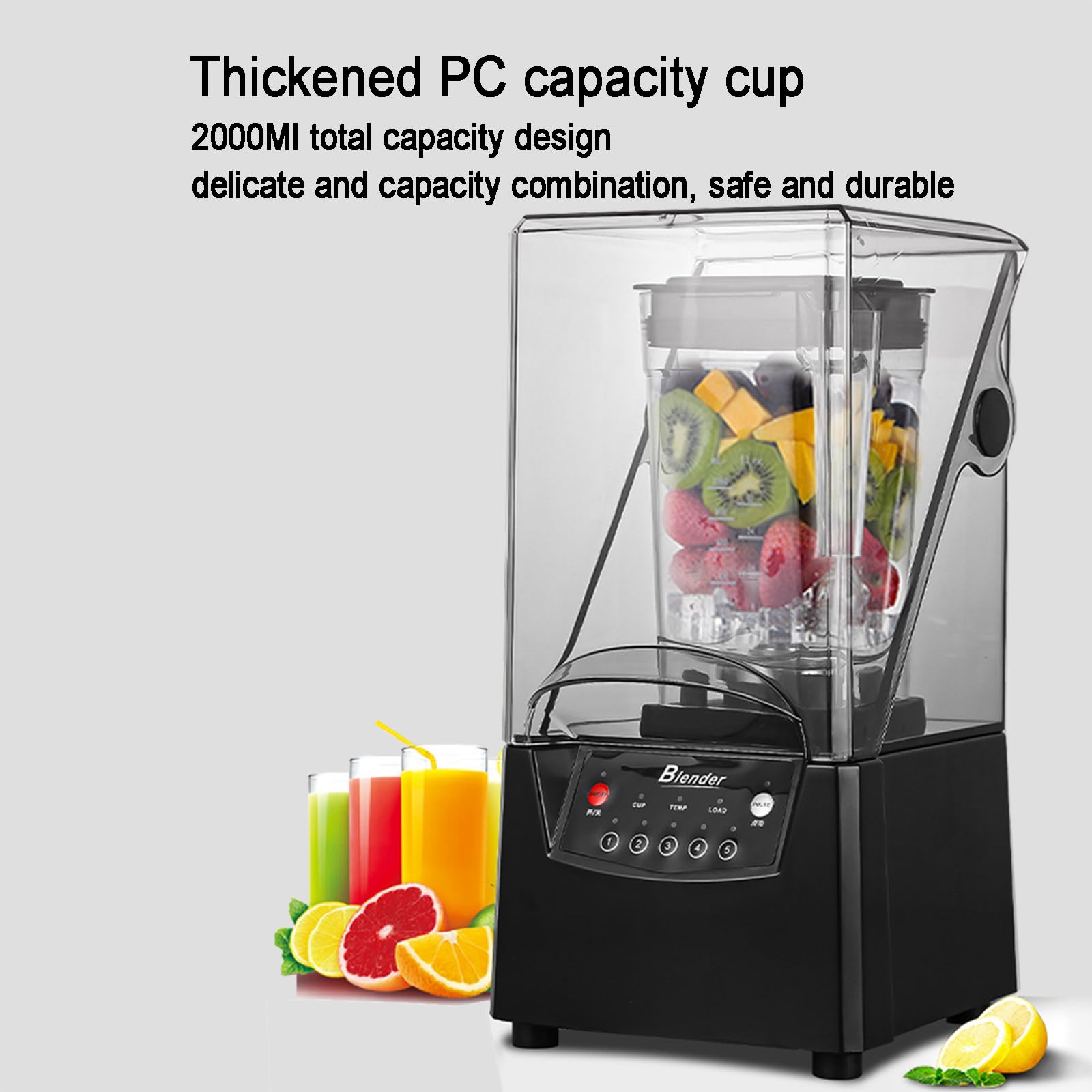 Licuadora profesional con caja de sonido silencioso, 2200 W, autolimpiante, 6 cuchillas para batidos, bebidas congeladas, capacidad de 2000 ml