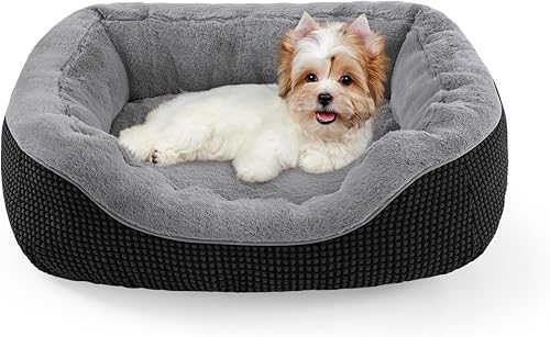 Miniatura 14 de INVENHO Cama para perros pequeños, lavable, ortopédica, calmante y cálida, cama duradera para mascotas con parte inferior antideslizante (25 x 21 x