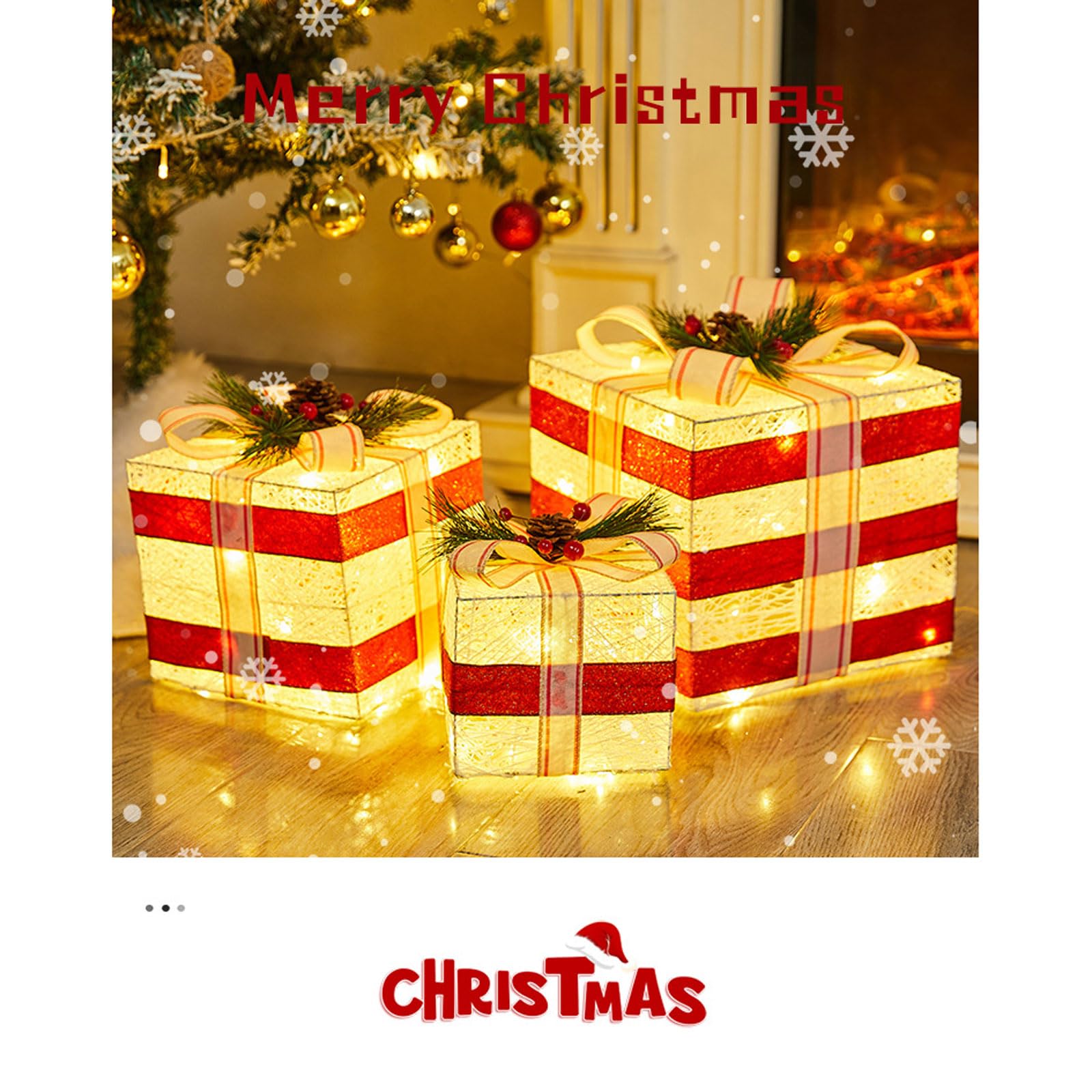 Cajas navideñas iluminadas, decoración LED para cajas de regalo, ideales p