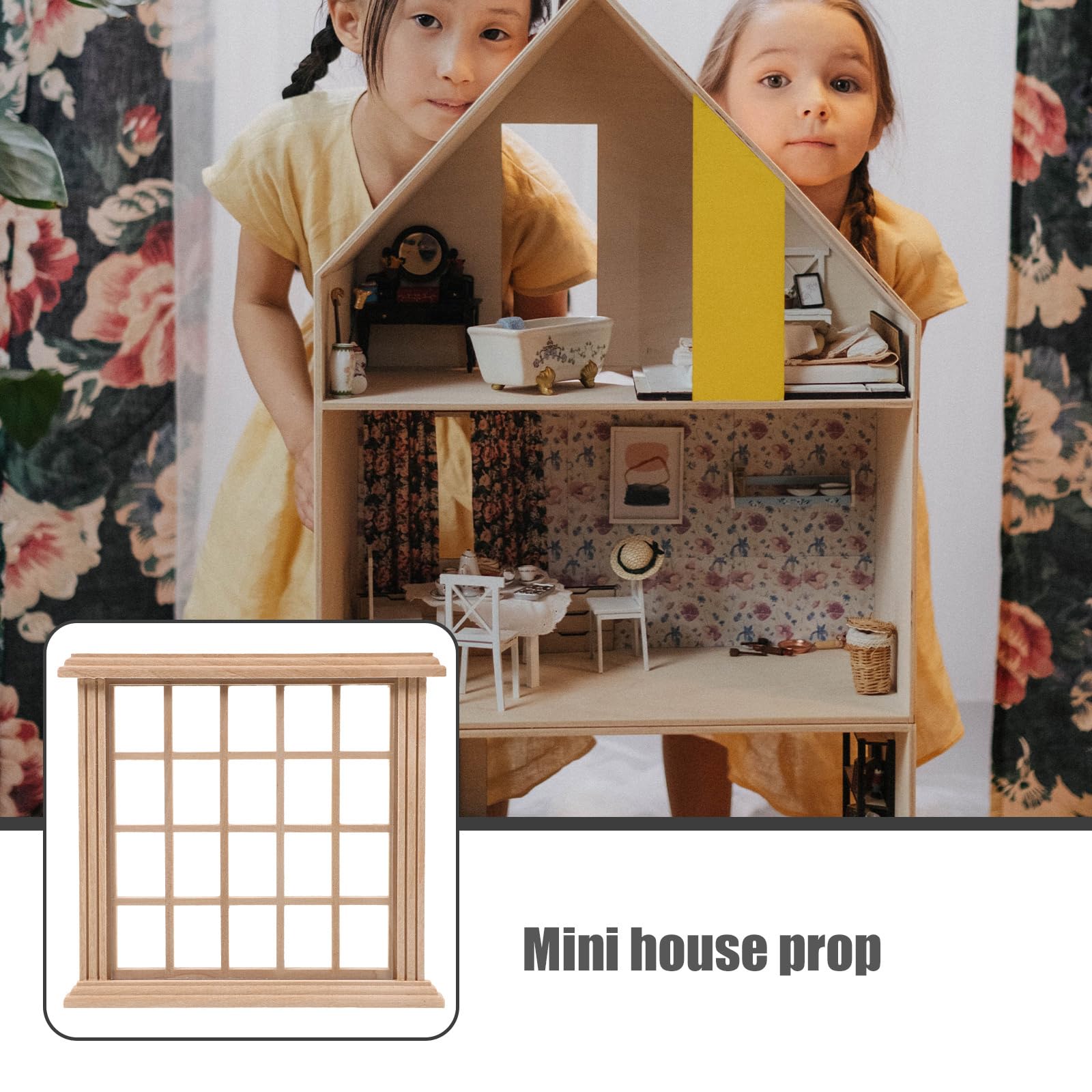 SHINEOFI Puppenhausfenster 1:12 - 2 Stück Miniatur Fensterrahmen 9.8x8.6cm