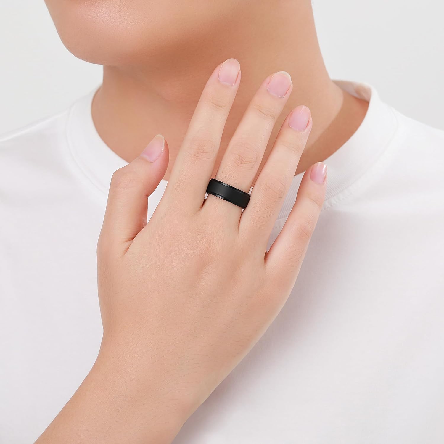 7-Pack Silicone Ring Set for Him – 8mm Wide Rubber Bands in Black, Gray, Blue, Coffee, Green, Hypoallergenic Comfort Fit Wedding Band Alternative for Active Lifestyles, Sizes 7–15 - Image 3