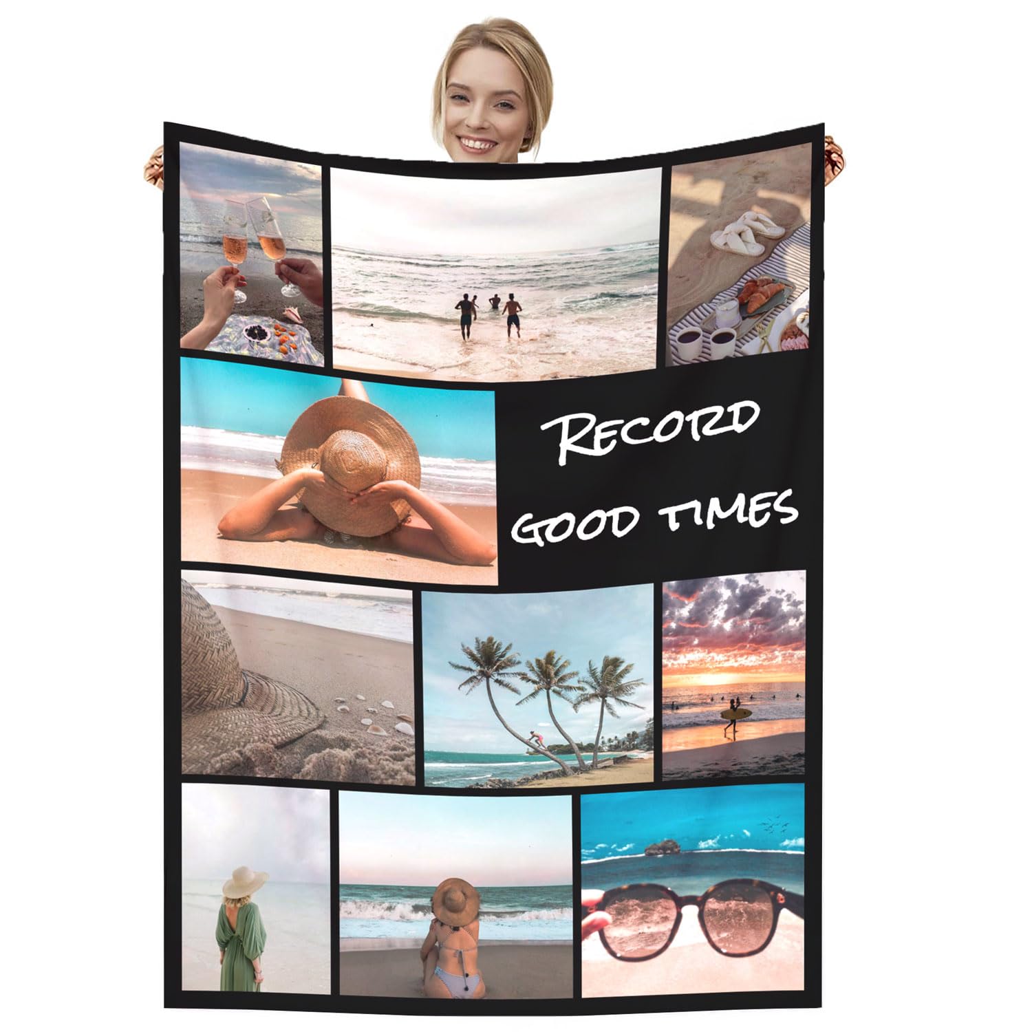 Dmkjdzsw personalised blanket，custom blanket， Soft Cosy Custom Blanket for Adults Kids，Personalised Gifts for Mum, Dad, Boyfriend-J-180 * 230CM