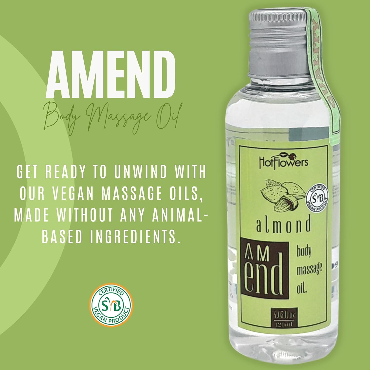 HOT FLOWERS Almond Body Massage Oil Set for Moisturizer and Nourish The Skin – Women and Couples - 4.5 fl oz - Image 2