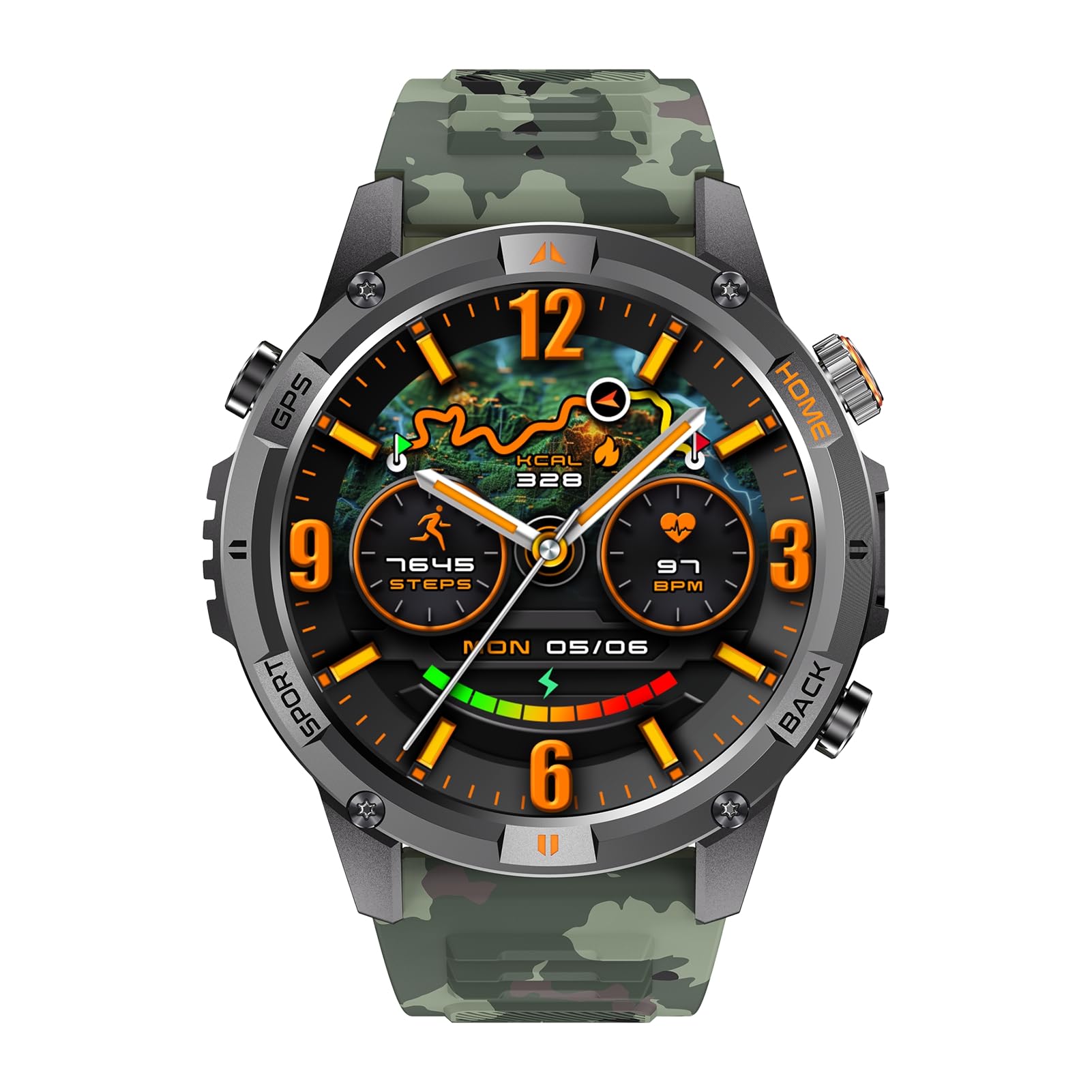 Domary Reloj Deportivo Inteligente Rastreador de Actividad Multideporte GPS con Más de 100 Modos Ejercicio Pantalla HD 1,46 Pulgadas Monitor Frecuencia Cardíaca IP68 para Hombres