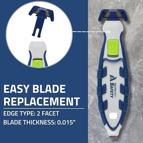 Miniatura 4 de Safety R1 - Herramienta de corte de cabeza reemplazable, cuerpo ABS, hoja de acero al carbono, divisor de cinta, abridor de cajas, agarre de goma,