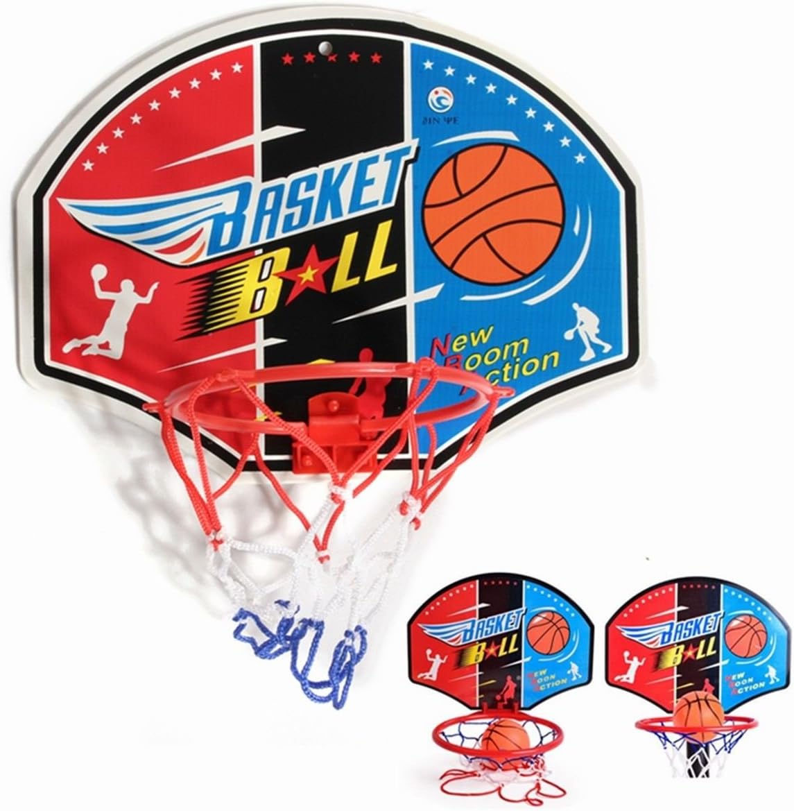 Portable Mini Hoop Backboard Net Set with Basketball Wall Mount Indoor Outdoor for Kid.