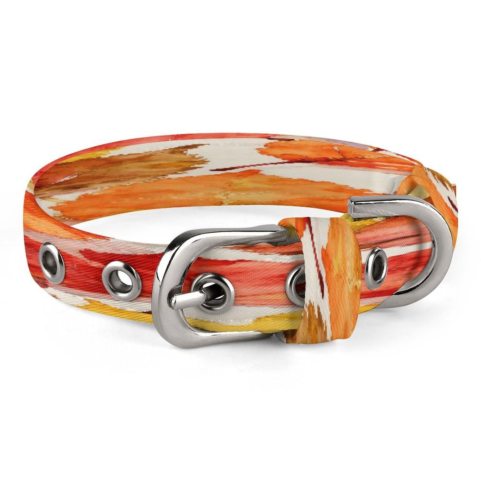Collar de tela Oxford para mascotas de 20 a 26 cm ajustable con estampado de hojas
