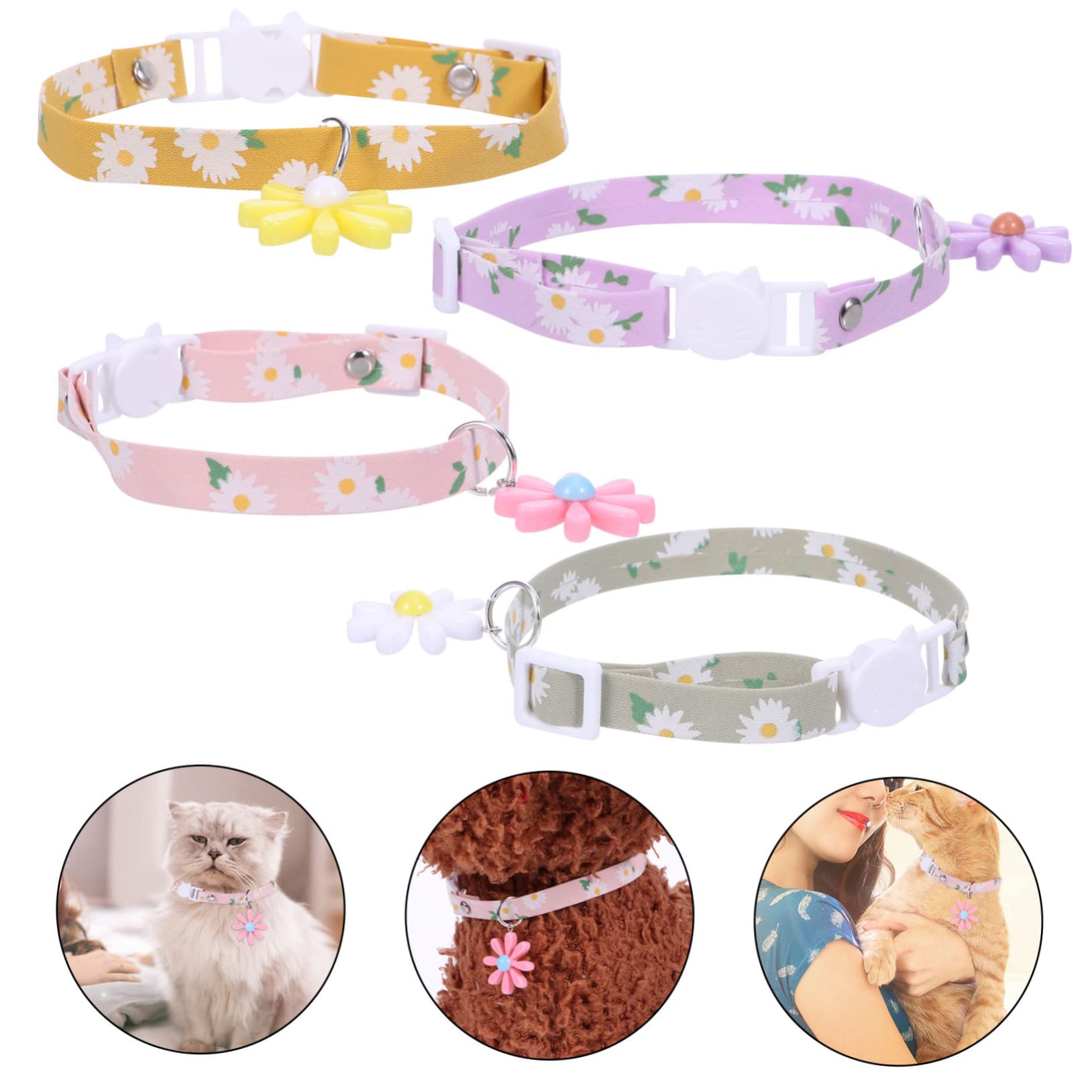 Didiseaon 12pezzi Collare Regolabile Per Gatti e Gattini Con Motivo Fiore Margherita Di Collari Sicuri Traspirante Per Occasioni Festive e Uso Quotidiano