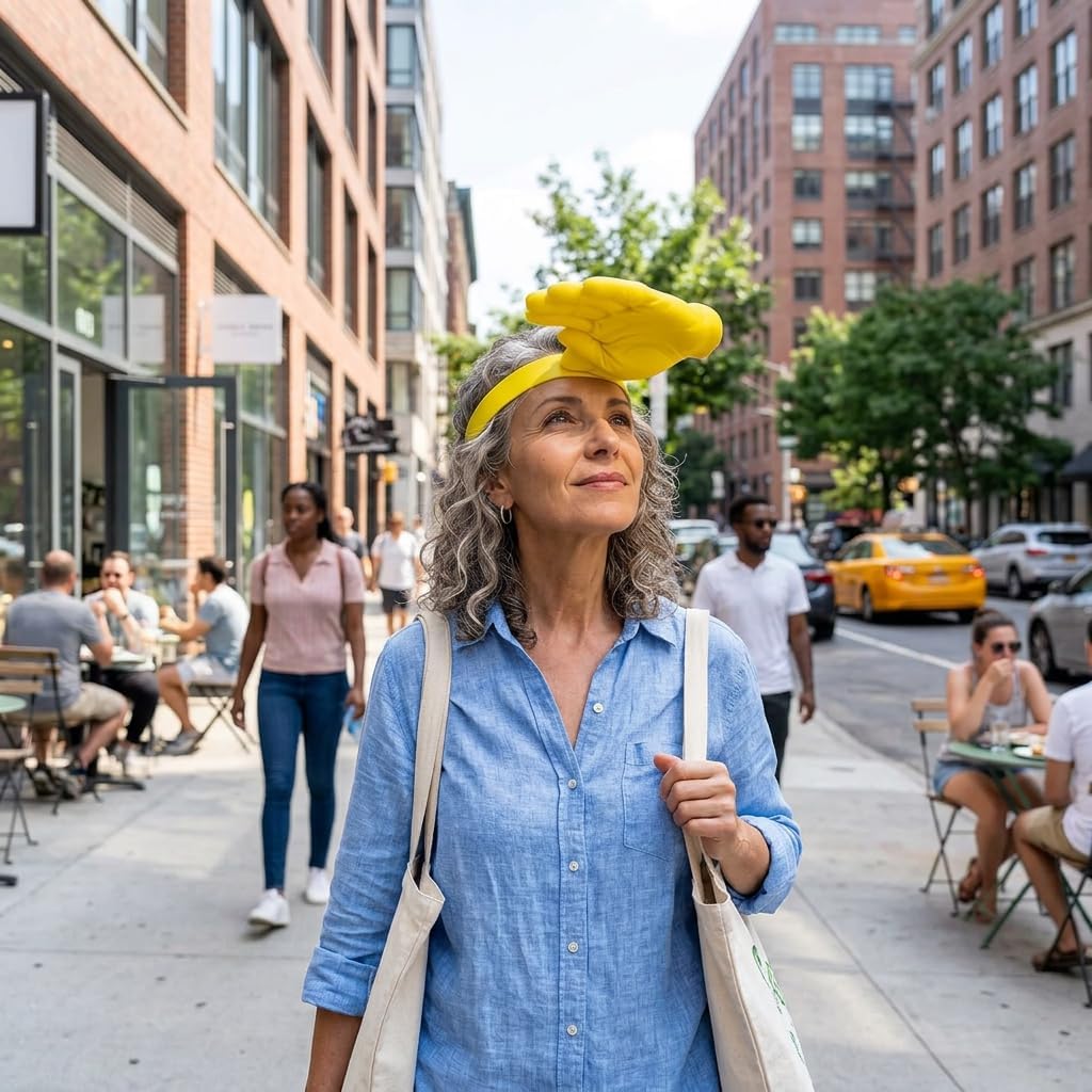 Palm-Sized Sun Hat, Hands-Free Hand Shade Hat and Hand Visor, Portable HandHat for Outdoor Activities, Compact Hand Hat Design for Sun Protection, Lightweight Hand Visor for Various Occasions Yellow