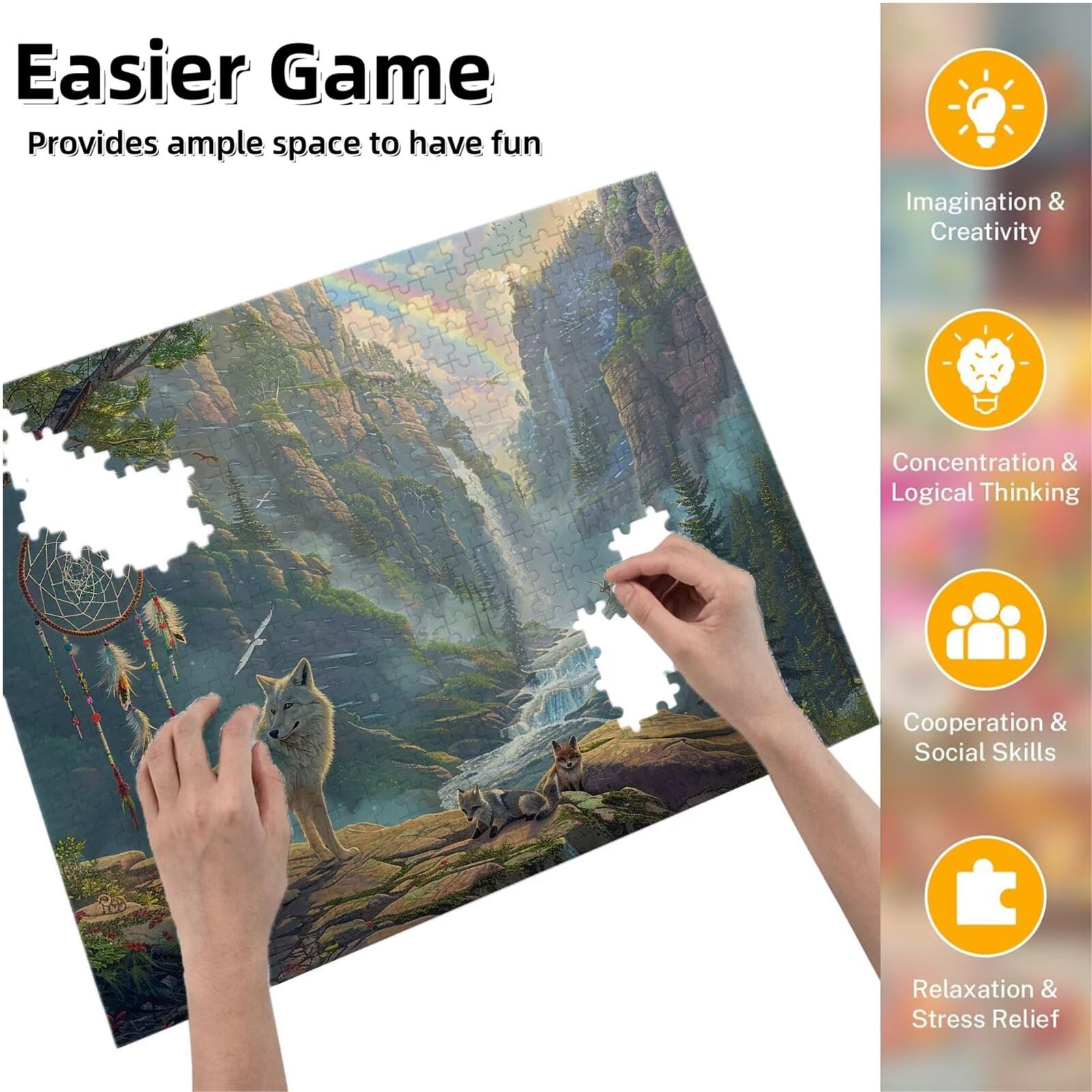 Jigsaw Puzzle, 2000 Pezzi Puzzle Classici, Lupo Puzzle Rilassamento Intelligence, Mpossibile Difficile Puzzles impegnativo per adulti Puzzles per Gioco Familiare, Regalo per Amore Amico Cascate K0F-38