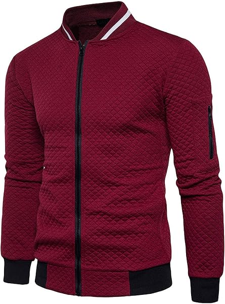 VERAVANT Sweat-Shirt Homme Manches Longues Pull Uni Zippé Bomber Blouson Veste Sport - 5