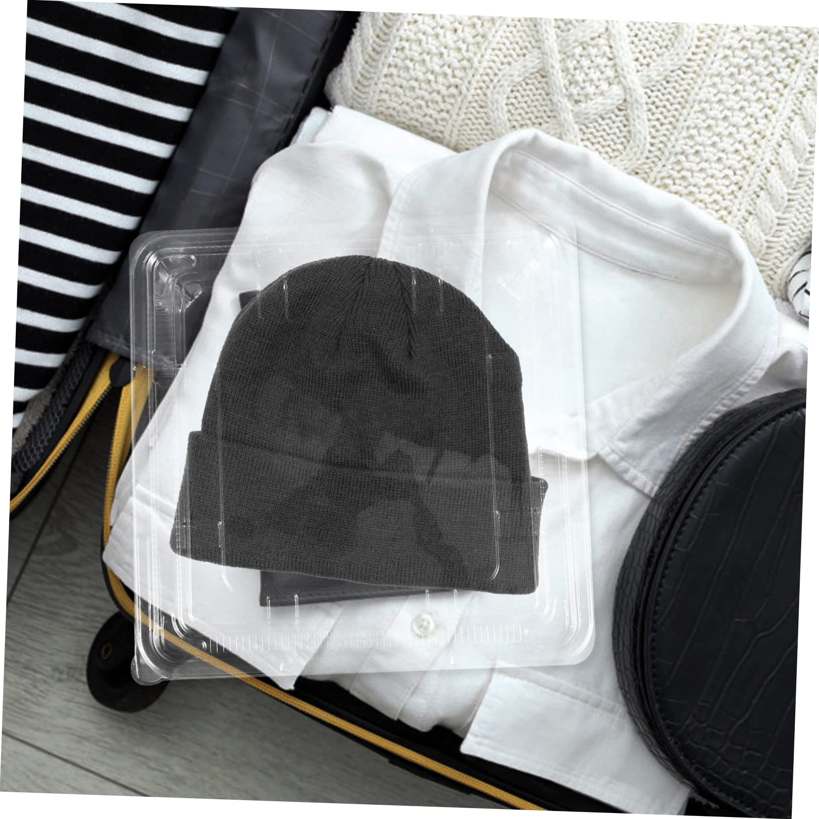 HOMOCONO 5pcs Hat Organizer Box Lid Portable Knitted Hat Carrier for Travel Storage for Home and Vacation Use