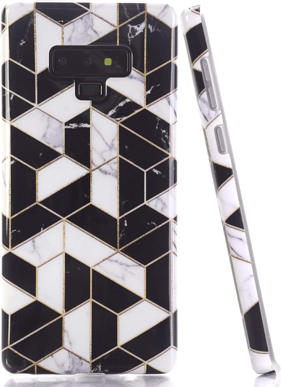 Galaxy Note 9 Case, WALAGO Geometric White Marble Design Case Slim Flexible Soft Silicone Bumper Shockproof Gel TPU Rubber Glossy Skin Cover for Samsung Galaxy Note 9