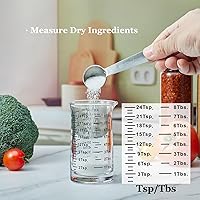 Vista 4 de Ackers - Vaso medidor de vidrio de 4 onzas, vaso de chupito de borosilicato con boquilla en forma de V (paquete de 2)