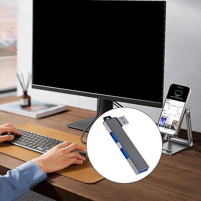 Hub USB 3.0 de aleación de aluminio con 3 puertos USB miniatura 6