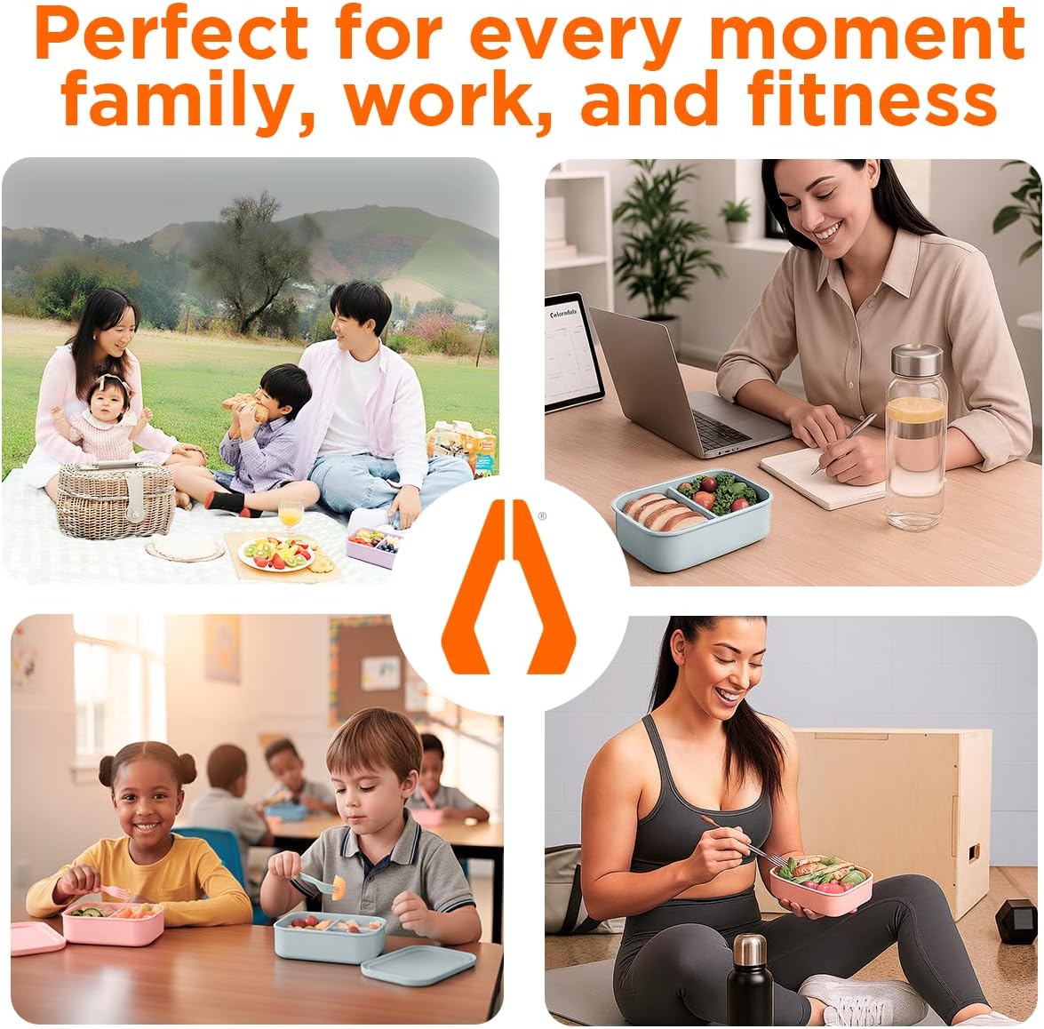 3 Compartment Silicone Bento Box for Kids – BPA Free Snack Container, Leak-Resistant School Lunch Box, Small Portions, Easy to Clean, Dishwasher Safe