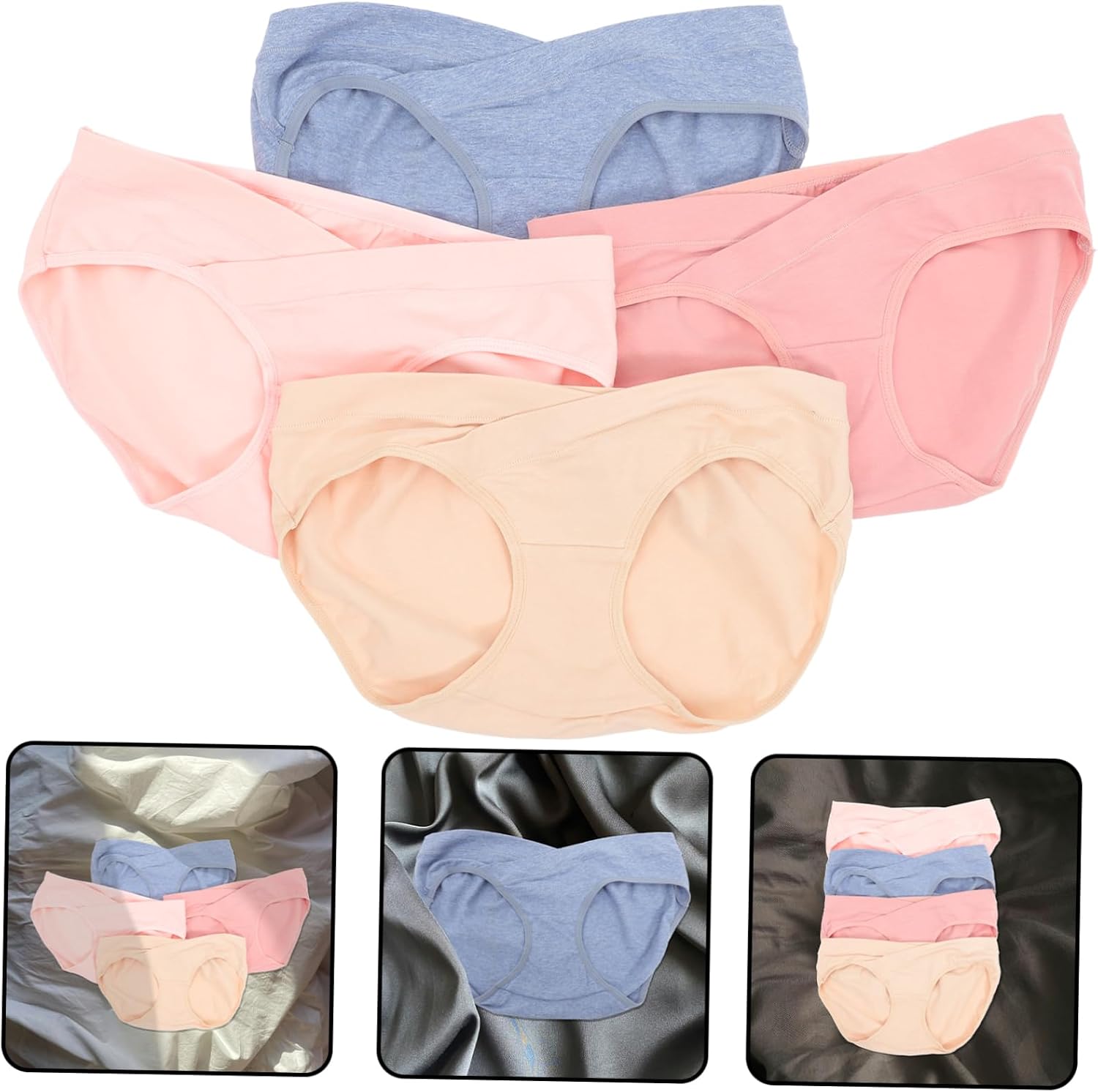 GALPADA 4pcs Pregnancy Pants for Women Pure Cotton Maternity Underwear Low Waist Care Nursing Underwear Assorted Color