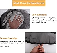 Vista 3 de Cubierta de malla de 39 pulgadas para barril de lluvia con cordón, 2 cubos de recolección de agua, cubierta de barriles de recolección de lluvia