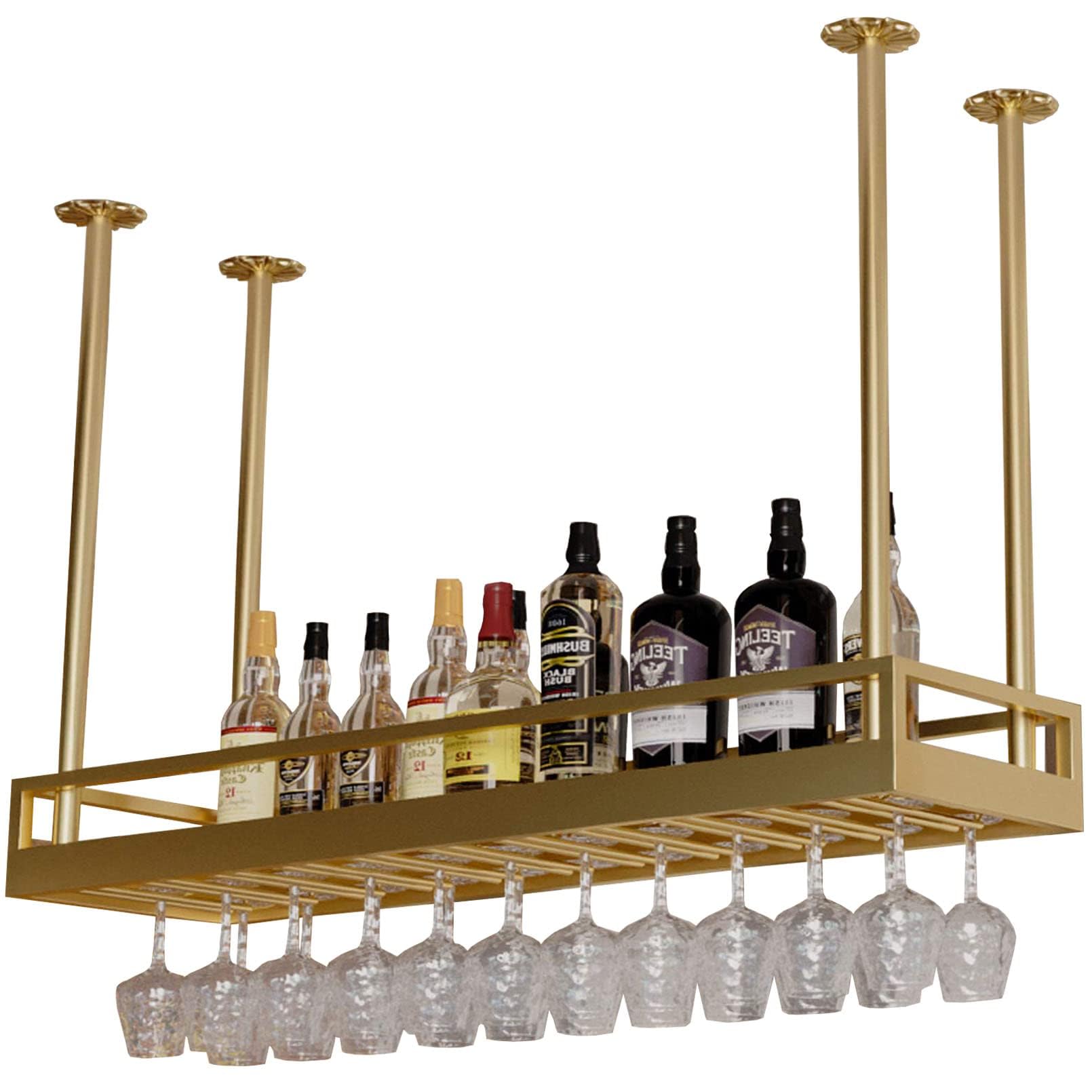 Casier à vin réglable hauteur support bouteilles et verres rangement bar cuisine