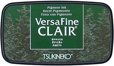Tsukineko VersaFine Clair Ink Stamping Green, Spruce-Large-Opaque, Waterproof, Archival-Embossing, pad Size: 7.6 x 3.5 cm