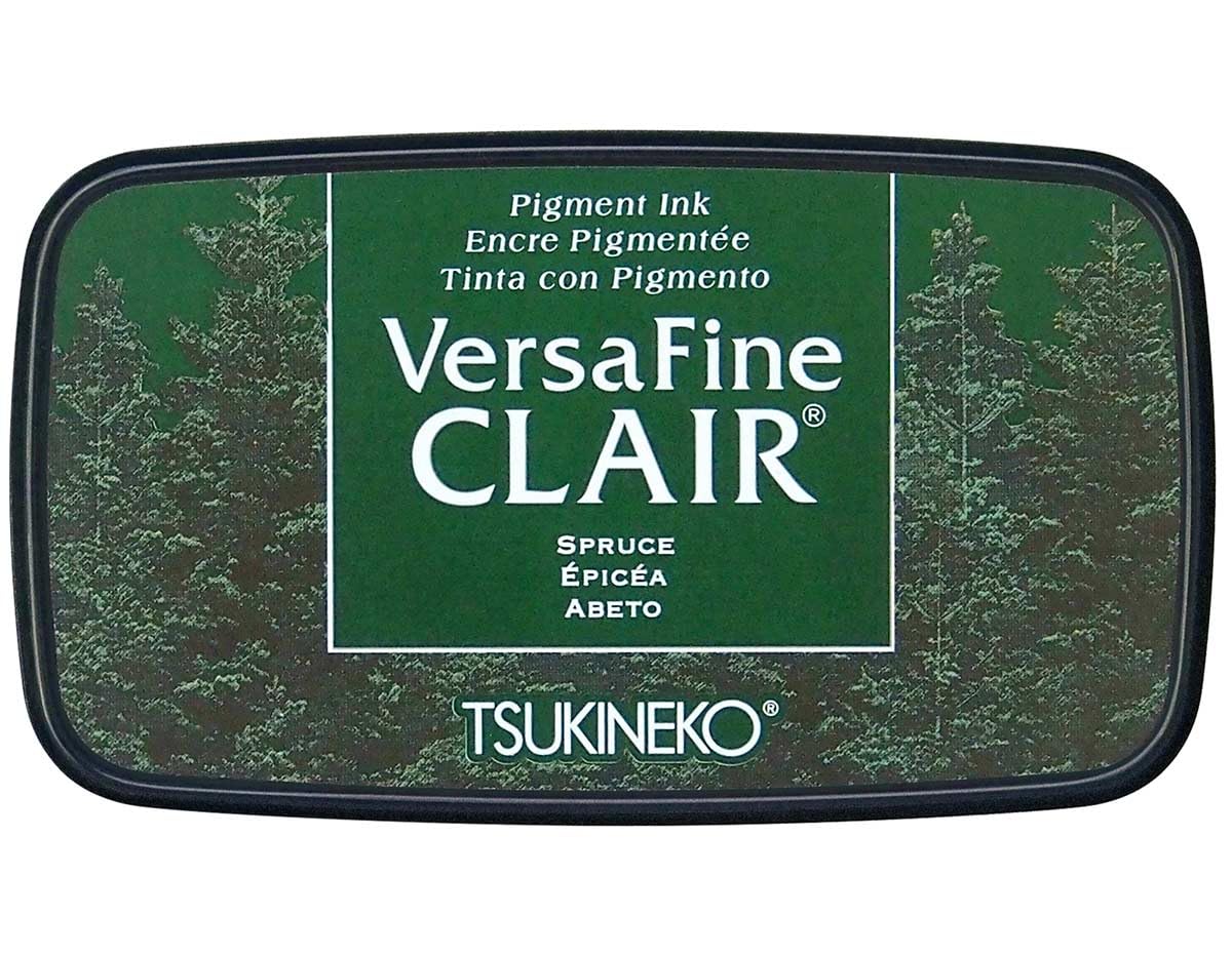 Tsukineko VersaFine Clair Ink Stamping Green, Spruce-Large-Opaque, Waterproof, Archival-Embossing, pad Size: 7.6 x 3.5 cm