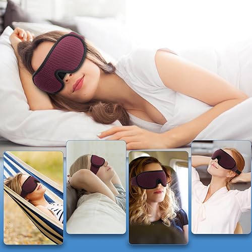 Miniatura 7 de RIWISLL Máscara para dormir, máscara de ojos súper suave para dormir, 100% bloqueo mejorado, máscaras ligeras para dormir para mujeres con correa
