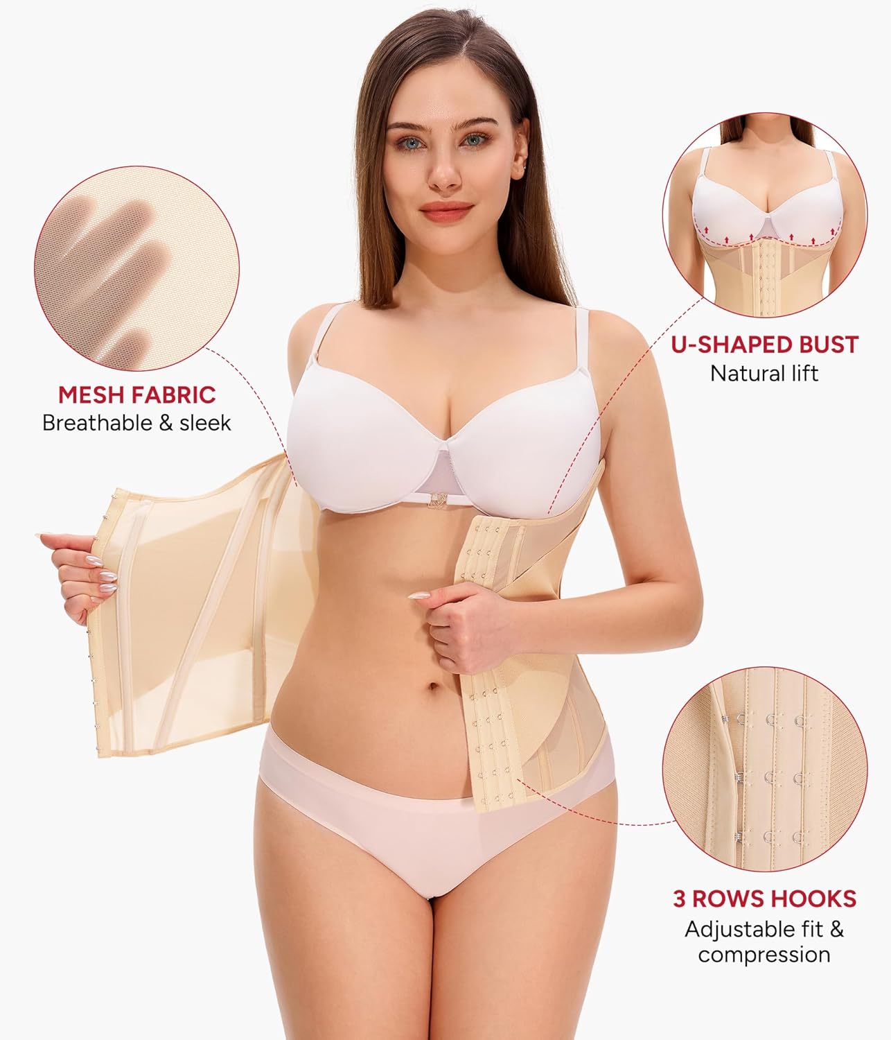 Nebility Waist Trainer for Women Corset Shapewear - Mesh Faja Body Shaper Waist Cincher Tummy Control Girdle Daily Wear - Image 2