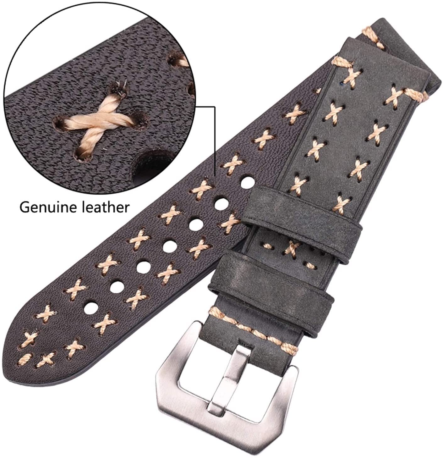 Uhrenarmband, handgefertigtes Armband, 22 24 mm, Leder, Vintage-Armband, Damen, Herren, Braun, Schwarz, Grün, Kaffee, Uhrenzubehör, Armband