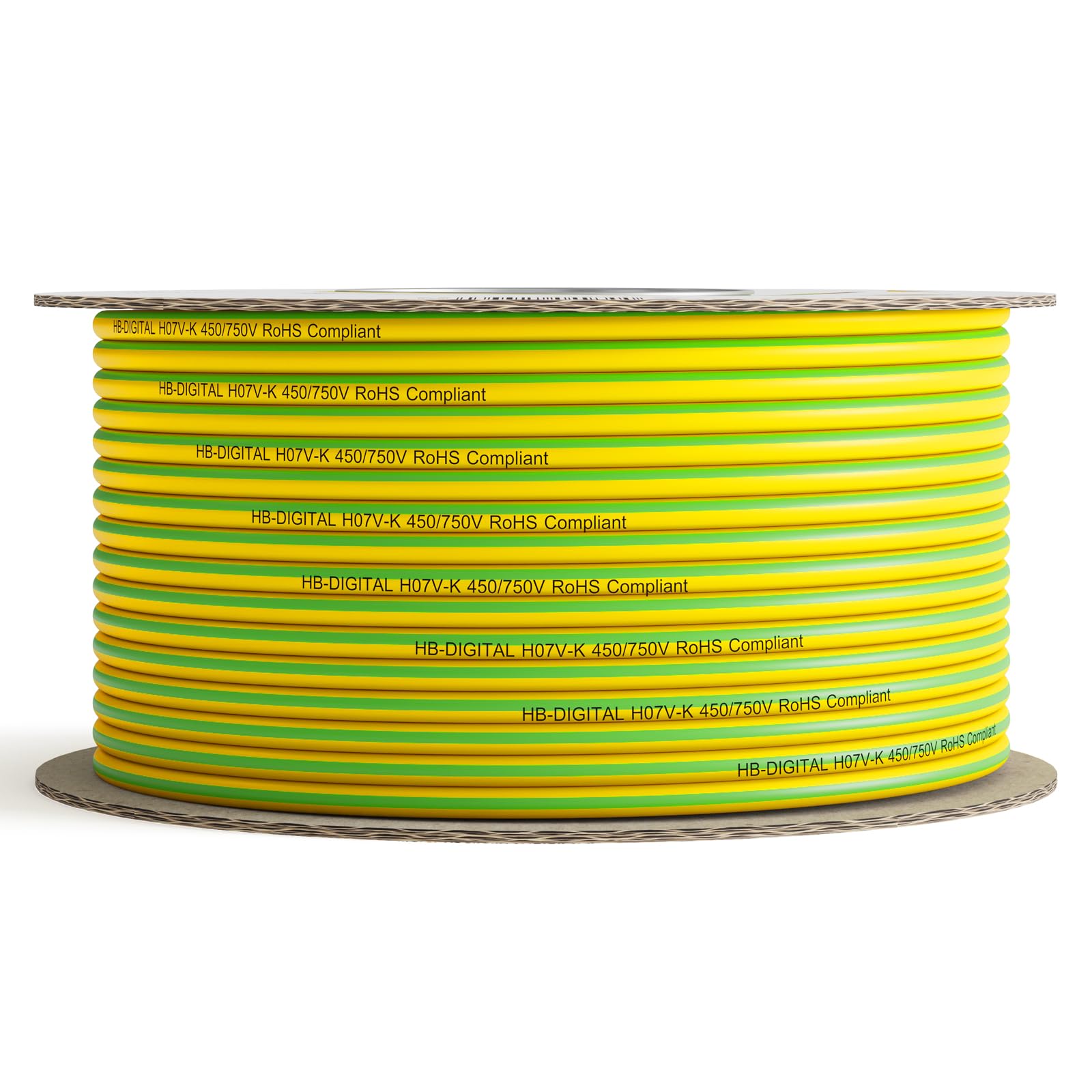 hb-digital Cable de toma de tierra de 100 m, 4 mm², H07V-K, cable de cobre flexible, cable de toma de tierra PV para energía solar fotovoltaica, eléctrica, cable de alambre fino, 1 x 4 mm², PVC, verde