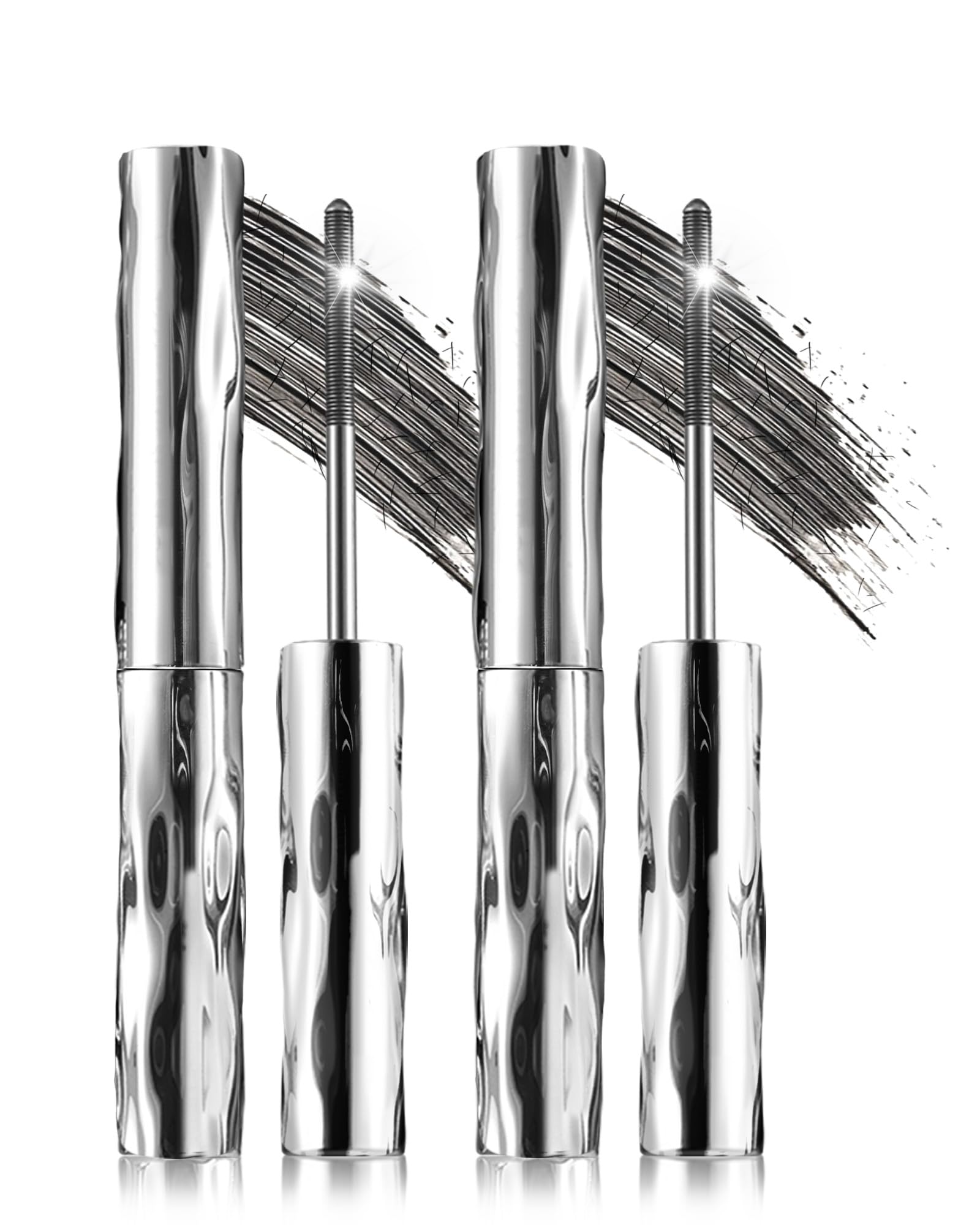 Black Washable Iron Wand Mascara, 2 Pcs Waterproof Metal Wand Mascaras 2pcs