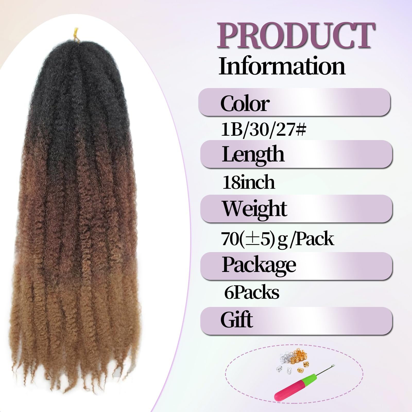 XIMENALU Marley Twist Braiding Hair Afro Kinky Curly Cuban Twist Hair Marley Twists Crochet Braids Synthetic Senegalese Twists Crochet Hair Extensions for Women (1B/30/27# - Image 2