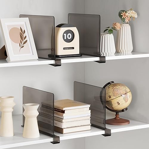 Miniatura 10 de HBlife Paquete de 6 separadores de estantes grises, organizador vertical de bolso para armario, perfecto para suéteres, camisas, bolsos