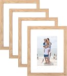 12x16 Cadre photo,OAK Cadre photo en bois 8,5x11 avec tapis ou 4x6 avec 4 Mat avec verre Perspex pour affichage mural vertical ou horizontal pour photo, cadeau de Noël, ensemble de 4