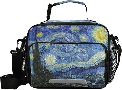Miniatura 1 de Vangogh - Lonchera para niños con diseño de noche estrellada, organizador de doble aislamiento, impermeable y reutilizable, bolsa de comida para