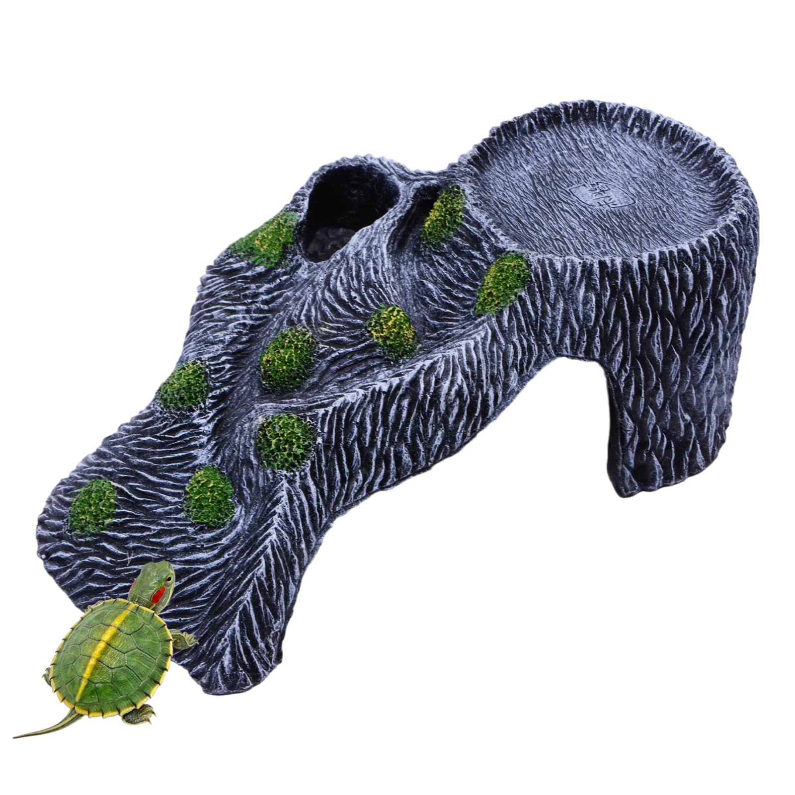 MC MEICHUANG Turtle Basking Platform - Reptile Hiding Cave with Climbing Ladder, Resin Hideout Habitat Ornament for Turtles, Lizards, Geckos & Aquarium Tanks