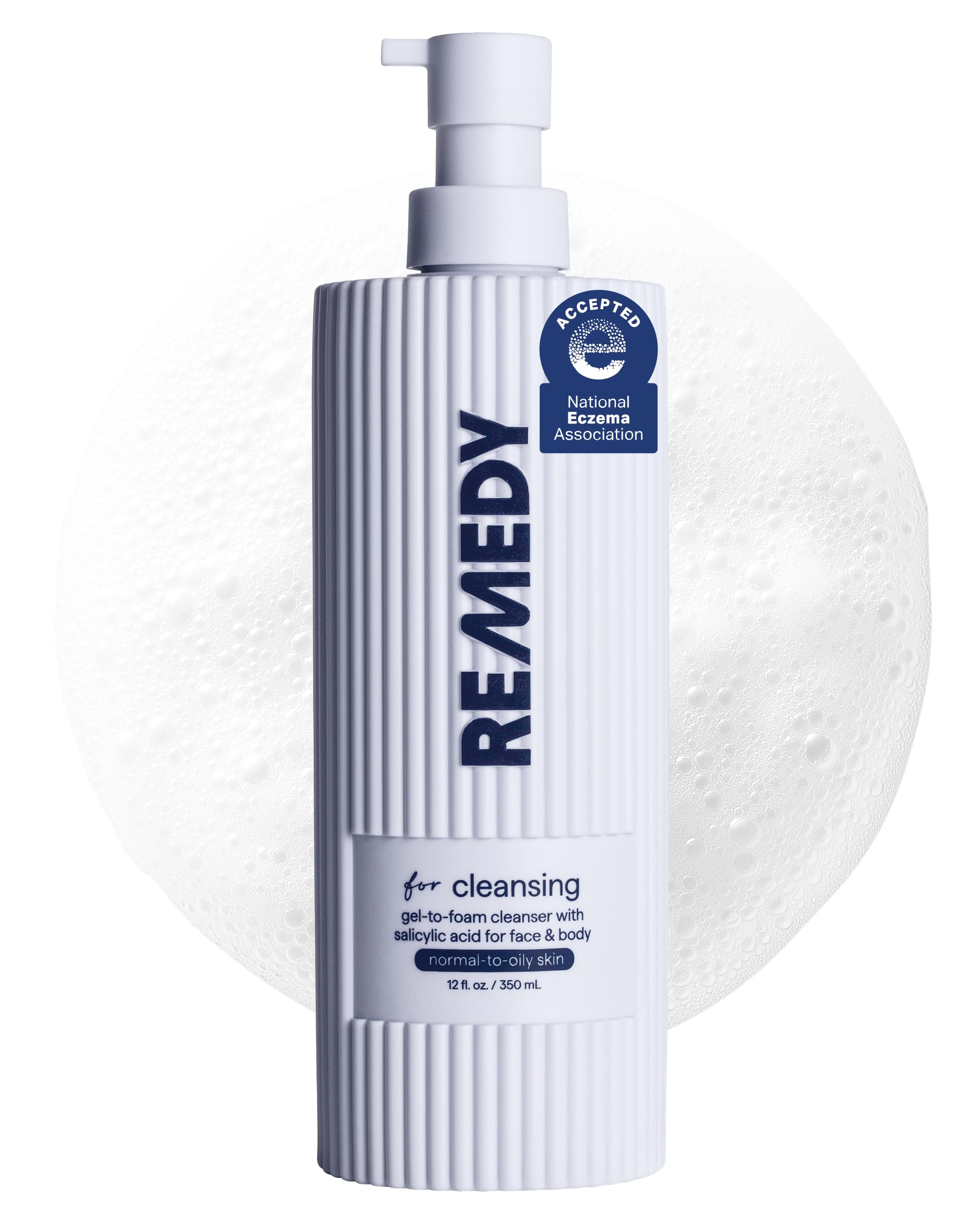 Remedy Gel-to-Foam Cleanser | Gentle Exfoliating Face Wash | Salicylic Acid, Ceramides and Green Tea | Fragrance Free | Eczema Seal Certified | Acne Prone Skin | By Dermatologist Dr Shah | 12 fl. Oz 12 Fl Oz (Pack of 1)