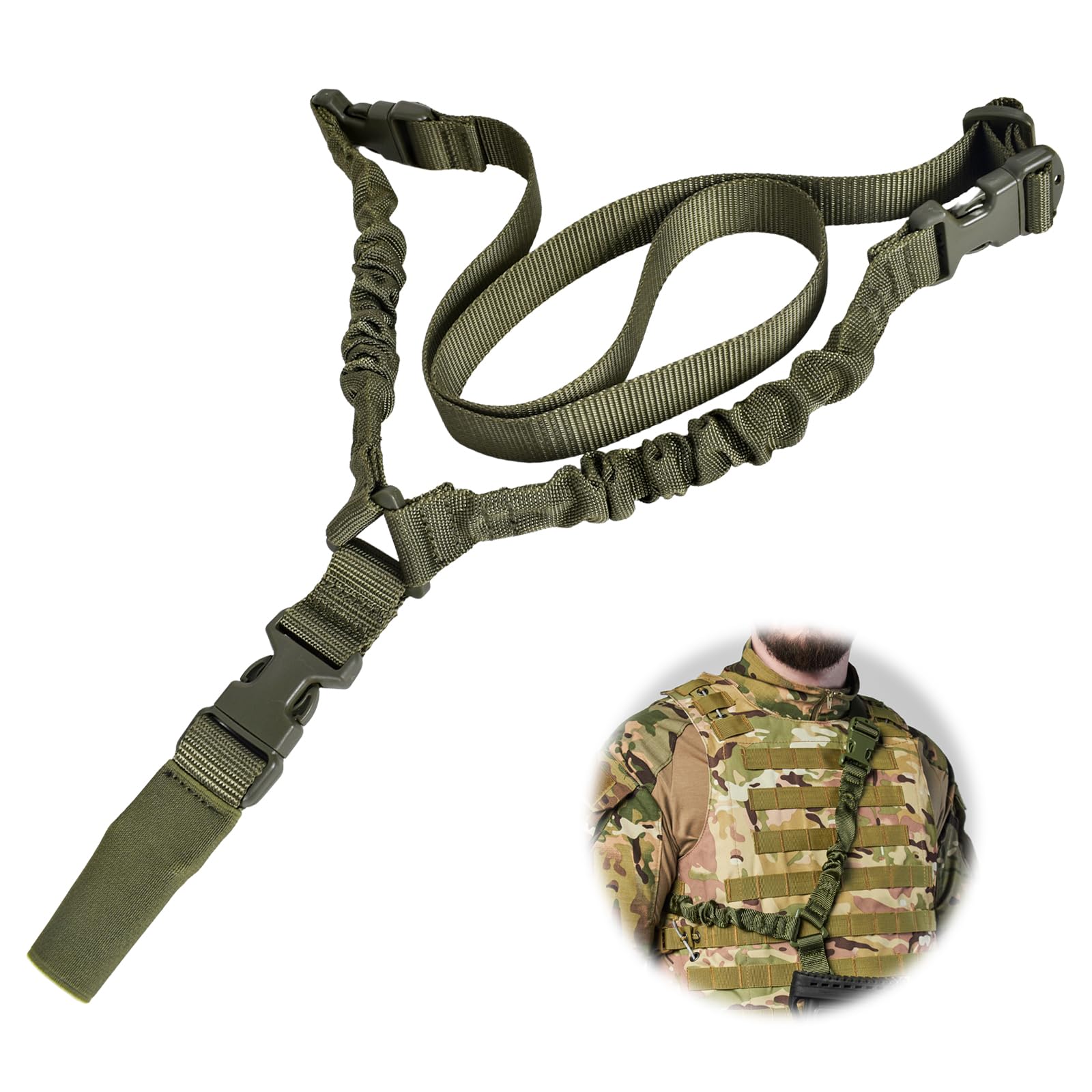 Cinghie Per Fucile Tattico, Airsoft Sling, Cinghia Per Fucile Caccia, Tactical Single Point Sling Regolazione Rapida Della Lunghezza Della Cinghia In Nylon, Con Gancio In Metallo, Per Sport All'aperto