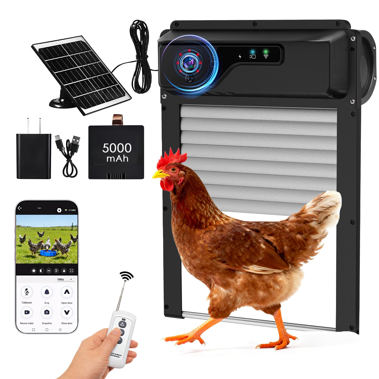 Solar App Coop Door With HD Camera