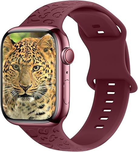 Miniatura 2 de Correa de silicona de leopardo compatible con Apple Watch Band 1.496 in 1.575 in 1.614 in 1.654 in 1.732 in 1.772 in 1.929 in, pulseras deportivas