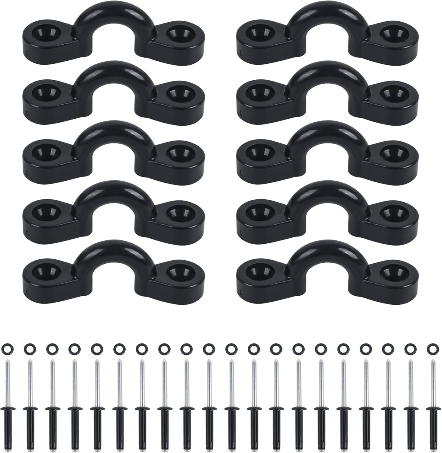 10 PCS Kayak Pad Eyes Kit with 20 TriGrip Rivets,Deck