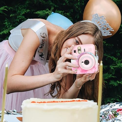 Miniatura 7 de CAIYOULE Funda para cámara Instax Mini 12, piel sintética, especializada para Fujifilm Instax mini 12, diseño de agujero preciso, ajuste perfecto y