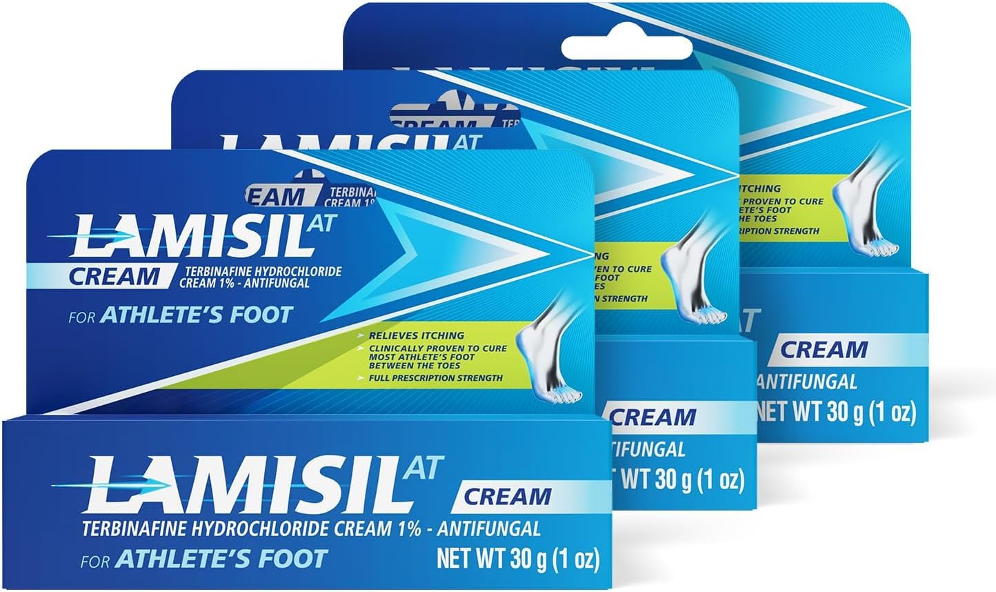 Lamisil1 Week Athlete’s Foot Treatment, Antifungal Cream with Terbinafine Hydrochloride 1%, Fast Symptom Relief & Prevents Recurrence, 1 oz (30 g) - 3PK