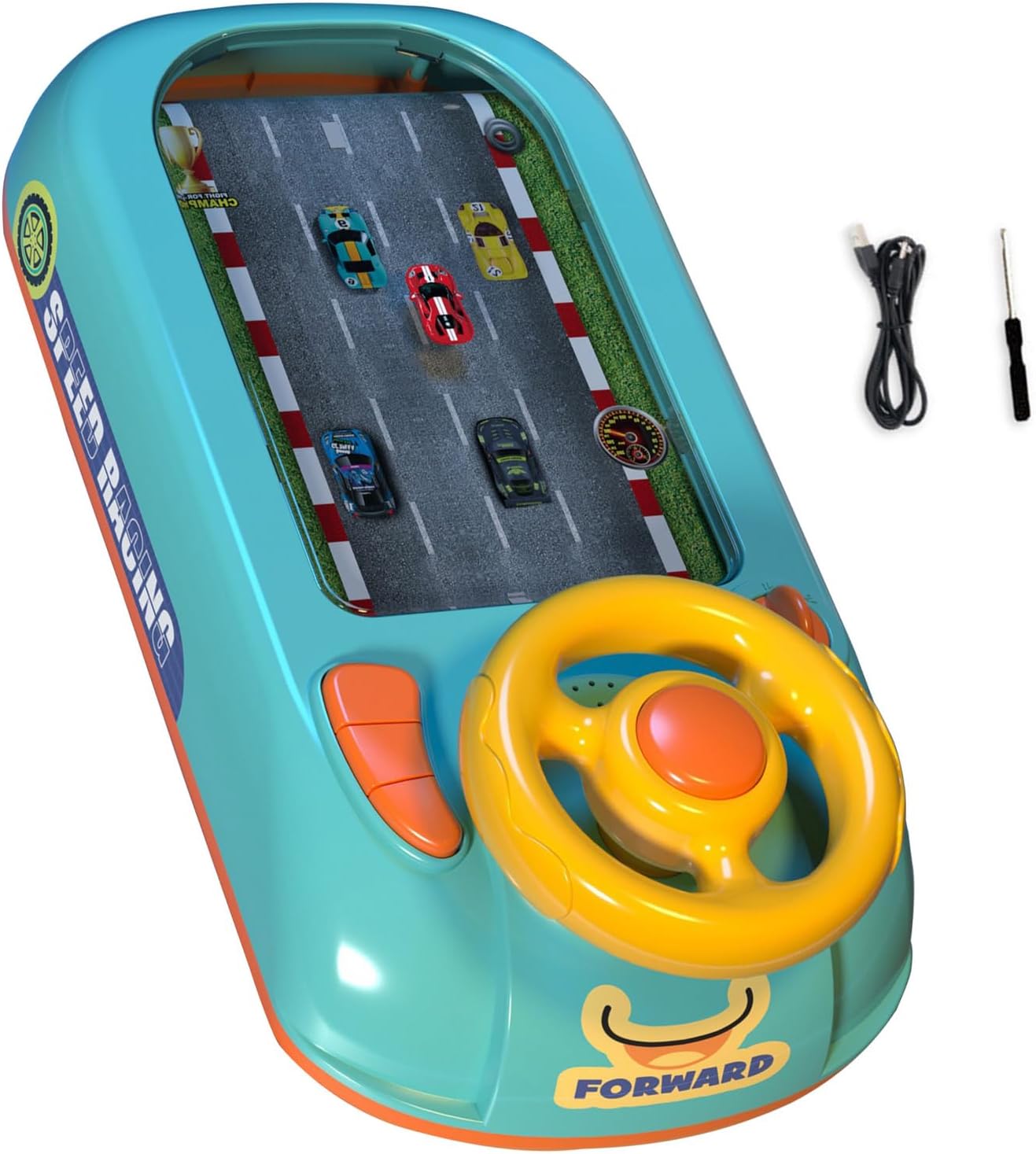 Toddler Simulated Driving Race Cars Game with Music and Lights Musical Steering Wheels Toy Interactive Car Race Toy (Green)