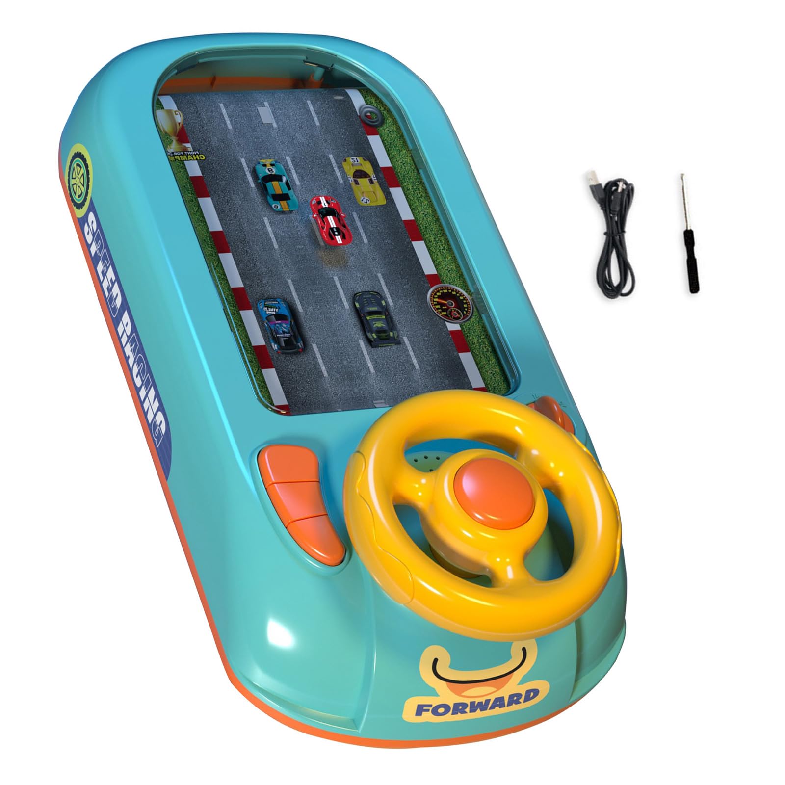 WUULEAON Simulated Driving Race Cars Game with Music and Lights Musical Steering Toy Interactive Car Race Toy Toddler Simulated Driving Cars Game with Music and Lights