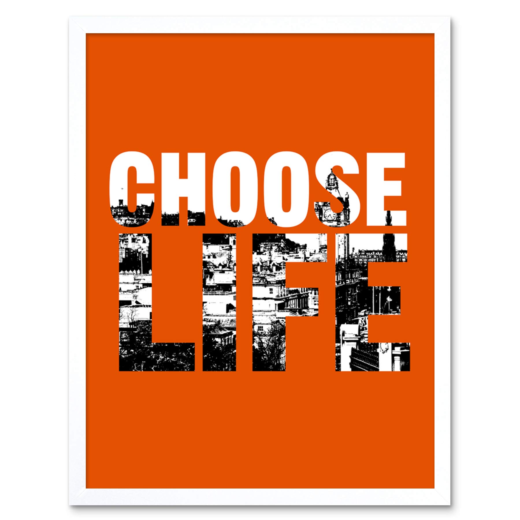 Wee Blue Coo Choose Life Trainspotting Edinburgh Scotland Art Print Framed Poster Wall Decor 12x16 inch