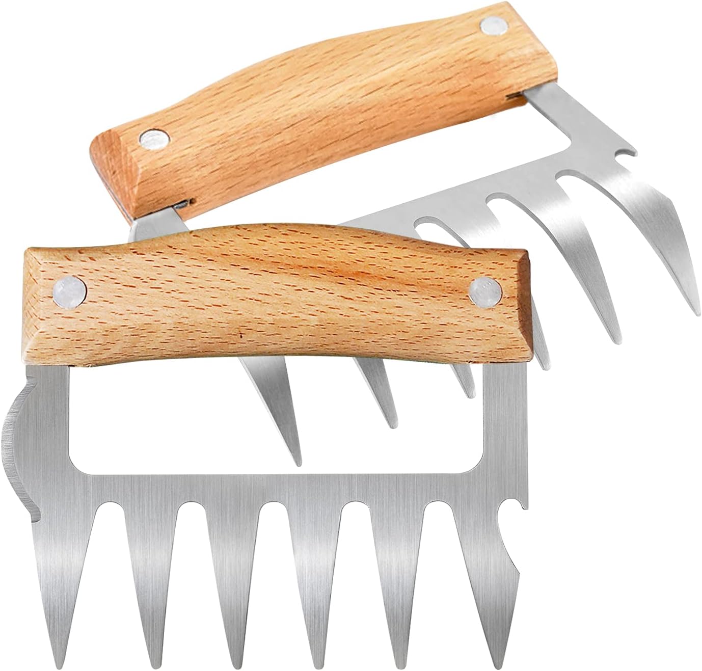 BBQ Meat Claws Shredder StainlessSteel Wooden Handle