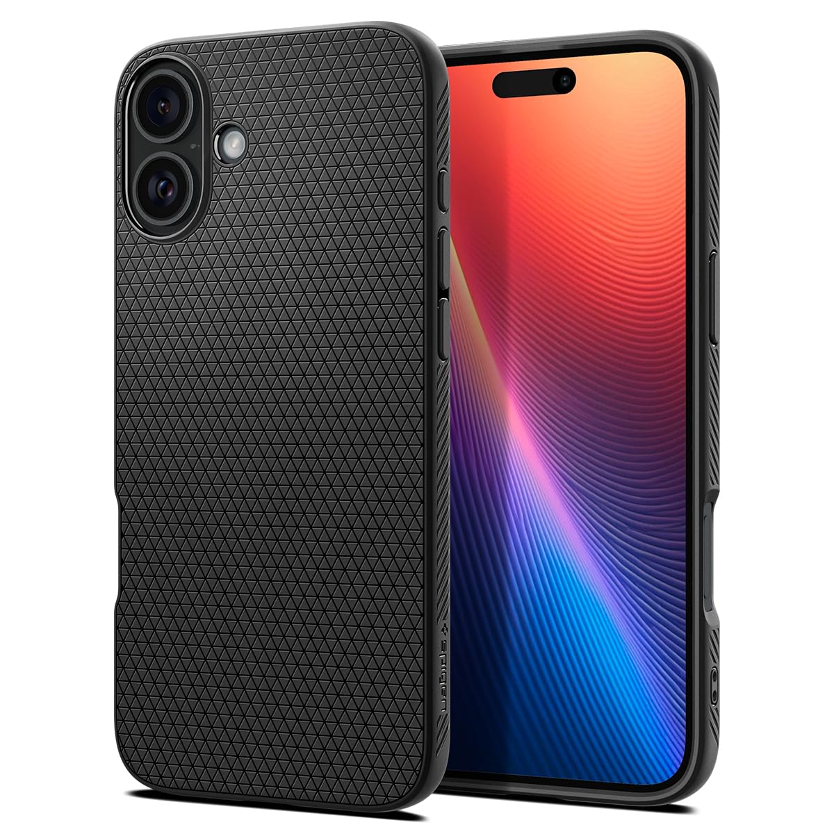 Spigen iPhone 16 Plus Case, TPU Soft Shockproof Strap Hole US Military Mil-Spec Liquid Air ACS08066 (Matte Black)