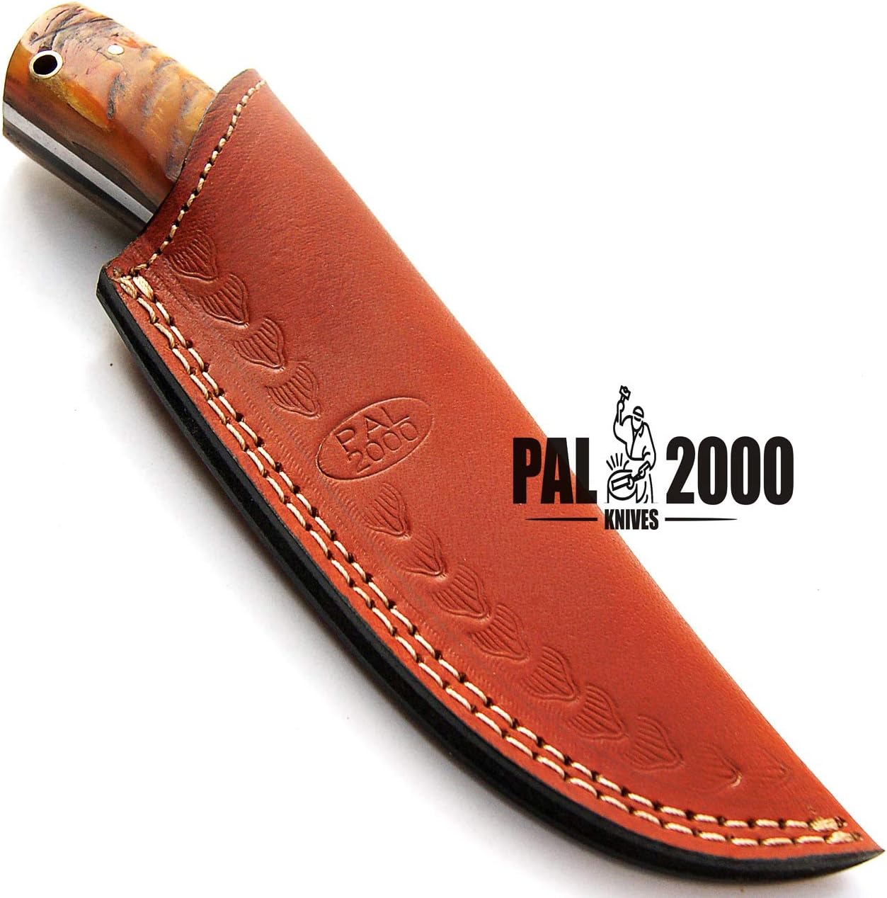 Custom Handmade Hunting Knife Bowie Knife Damascus Steel Survival Knife EDC 9'' Overall Ram Horn with Sheath 9396